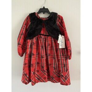 Pippa And Julie Girls 2pc Plaid Christmas Dress Red/Black Size 6 $58